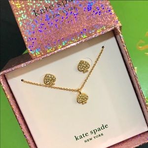 NIB~KATE SPADE~Box SET Spade Pave Studs + Necklace